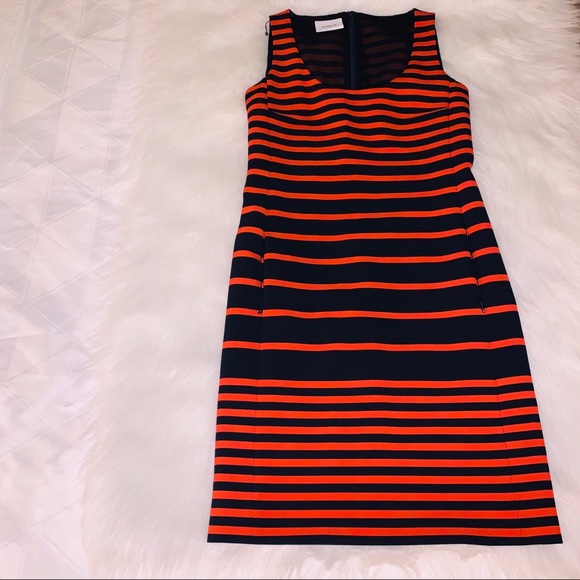 Akris Punto Sleevless Navy & Rust Stripe Dress - Picture 5 of 8